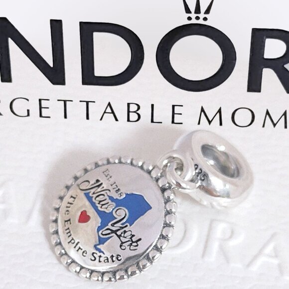 Pandora New York State Map Dangle Charm S925 Silver with box - Picture 1 of 8
